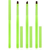 AMilHiTon 3PCS Nail Polish Clean Up Brush, Round/Flat/Angled, Bright Green | Acetone-Resistant Brushes for OPI Nail Polish Remover, Cuticle Cleanup, Gel Detail and At-Home Nail Art Designs