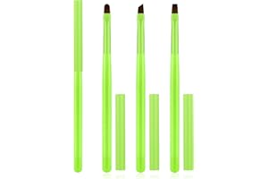AMILHITON 3PCS Nail Polish Clean Up Brush, Round&Falt&Angled Acetone Resistant Nail Brush for OPI Nail Polish Remover, Fingernail Cleaning Brushes at Home Nail Art and Designs(Bright Green)