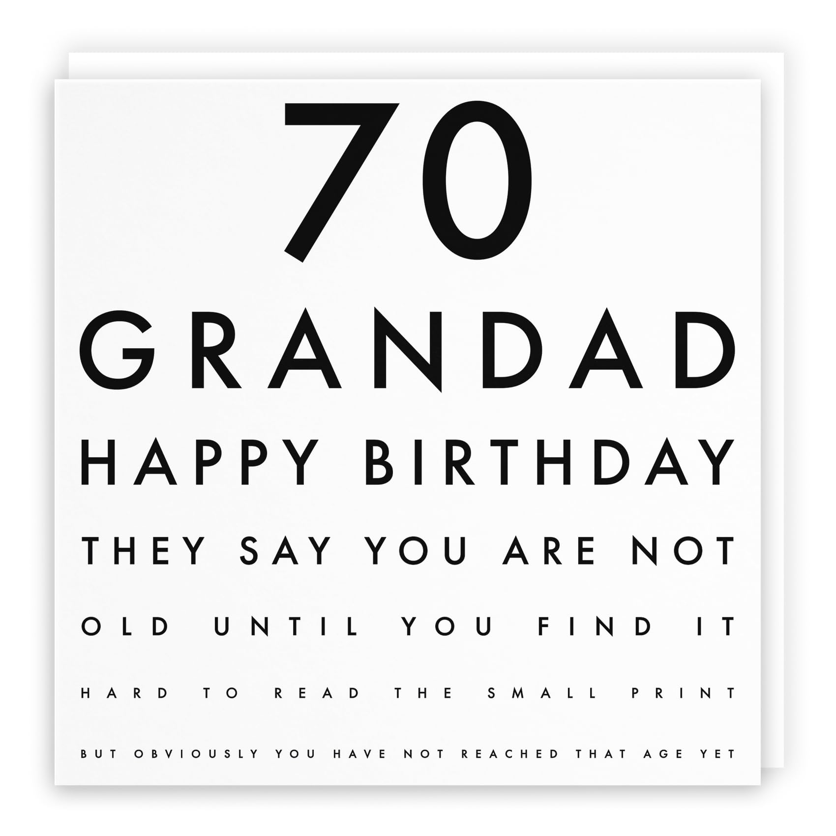 Hunts England - Large Grandad 70th Funny Birthday Card - Large Size - 70 Grandad - Happy Birthday - They Say You Are Not Old Until You Find It Hard To Read... Large - 210 x 210 mm