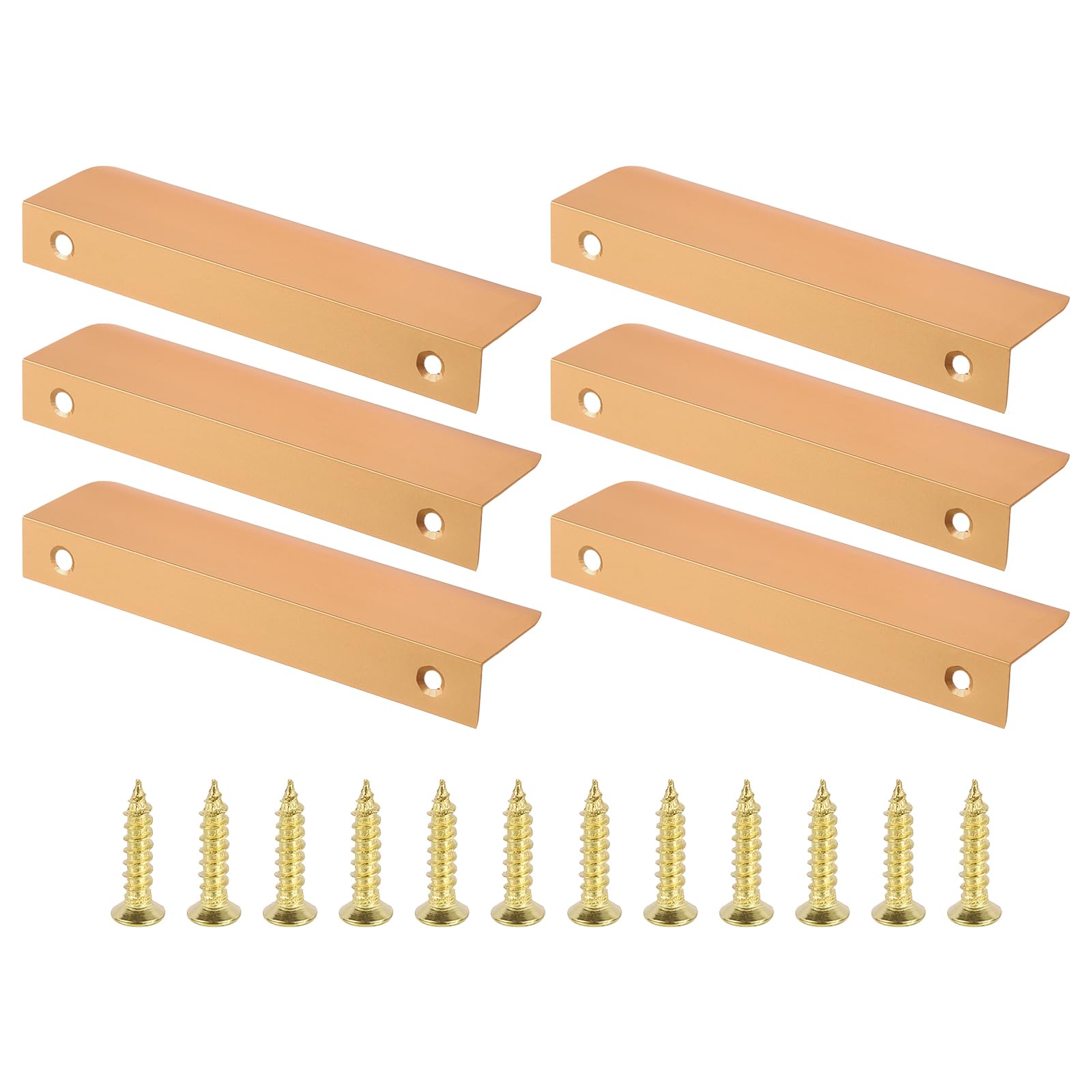 PATIKIL Mount Finger Edge Pull, 6 Pack 120mm/4.72" Aluminum Alloy Concealed Handle Cabinet Edge Pulls with Screws for Home Kitchen Furniture Door Drawer, Gold