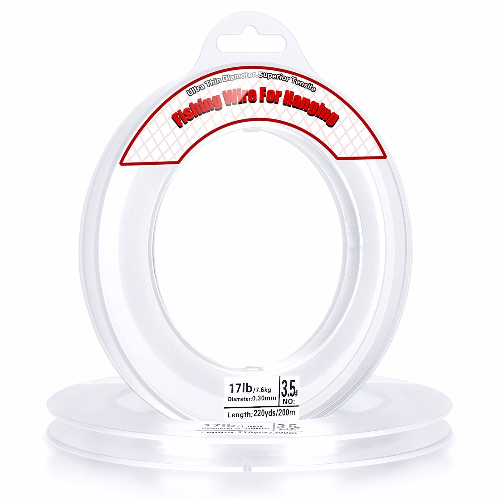 Acejoz Fishing Line Clear, 656FT Clear Fishing Wire for Hanging, 200 Meters 0.3mm Nylon String Supports 17 Pounds, Invisible Fishing Line for Balloon Garland Hanging Decorations Beading and Crafts