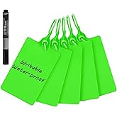 Slinzweo 100 Plastic Label Tags Water Proof Tags for Labeling Shipping Tags Security Tamper Seals Hanging Tags Writable Marker Ties Luggage Tags Storage Tag with One Marker Pen (Green), 9.8*2.56in