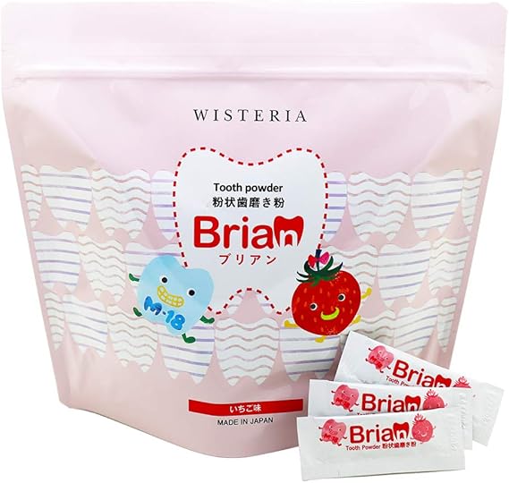 Amazon ブリアン Brian 公式 歯磨き粉 子供 虫歯 予防 無添加 フッ素なし ゆすぎなし 0歳から使用ok はみがき粉 こども 研磨剤なし うがいなし オーガニック 乳歯 キッズ 歯周病 口臭 いちご味 日本製 善玉菌 乳酸菌 ブリスm18 粉状 歯科医師 監修 B0007 0 5g