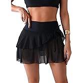 YELAIVP Women's Bikini Swimsuit Bottom with Ruffle Trim High Waisted Swim Skirt Tummy Control Bathing Suit Bottoms