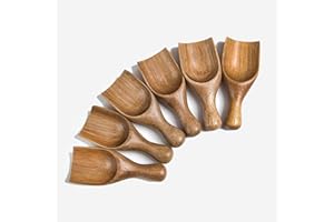 MornHalo 6PCS Acacia Wood Coffee Scoops Small Wooden Coffee Scoop for Jars and Containers Set of 6 Tablespoon Bean Scoops Cute Coffee Measuring Spoon for Cooking Bath Salt Coffee Beans