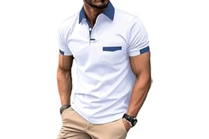 ROOMLINE Men's Polo Shirts 2025 Short Sleeve Casual Polo T Shirt Color Block Slim Fit Golf Shirts with Pocket