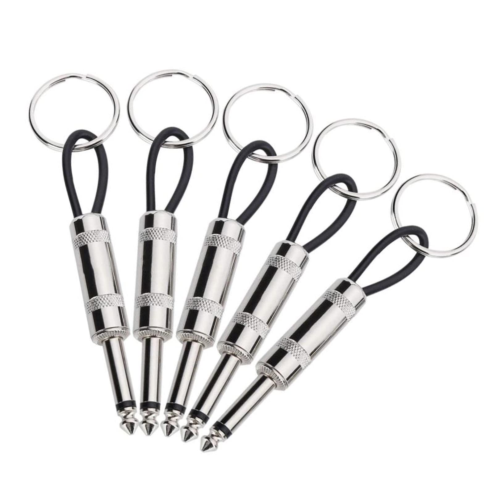 Juliyeh 5 Pcs Guitar Plug Keychains Wall Mounted Marshall Key Holders Zinc Alloy Key Rings with 6.35mm Audio Plug Compatible for Keys