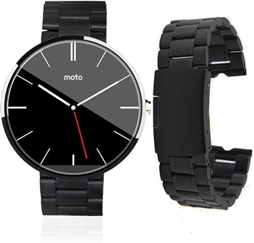MOSTOP Correa de reloj de acero inoxidable de 17022 mm con pasador de resorte para Motorola Moto 360 [1ª generación] Smart Watch