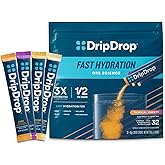 DripDrop Hydration Packets - Tropical Variety Pack - Single Serve Electrolytes Powder Drink Mix - Mango, Açaí, Passion Fruit, Piña Colada - Non-GMO, Gluten Free, Vegan - 32 Sticks