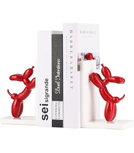 Dachshund Dog Bookend Set – Decorative Wiener Dog Bookends, White Poly Resin, Furniture Protector Bottom - View #2
