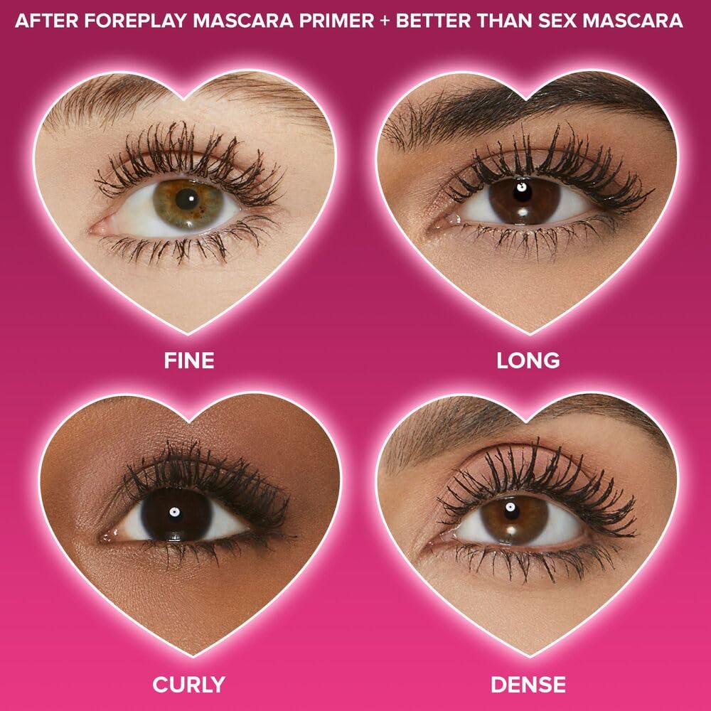 Too Faced Foreplay & Better Than Sex Duo | Dramatic Volume + Length Mascara and Primer Gift Set, 0.54 Fl Oz, Black