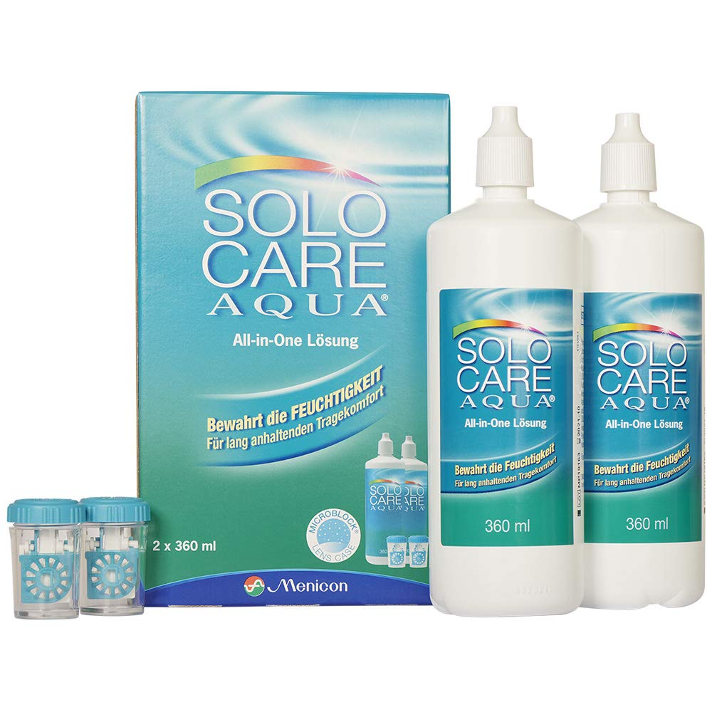 Menicon Solo Care Aqua Care Solution for Soft Contact Lenses System Pack 2 x 360 ml 1 Pack (1 x 720 ml)