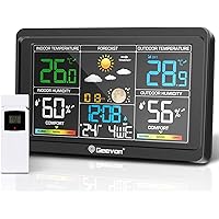 Geevon Upgraded HD Display Weather Station Wireless Indoor Outdoor Thermometer, Digital Weather Thermometer Temperature Humid