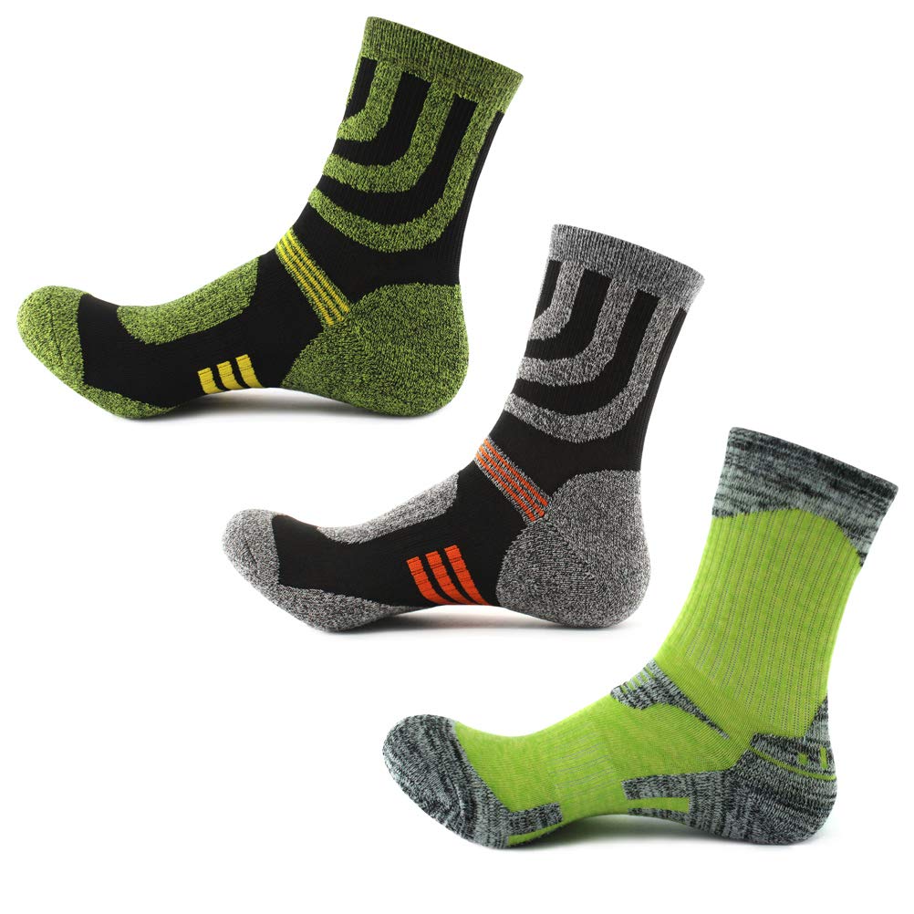 3 Pairs Men Women Walking Hiking Socks - UK Size 3-6, Anti Blisters, Breathable, Comfortable Thermal Sole Cushion, Temperature Controlled, for Outdoor Athletic Recreation Running Trekking Camping