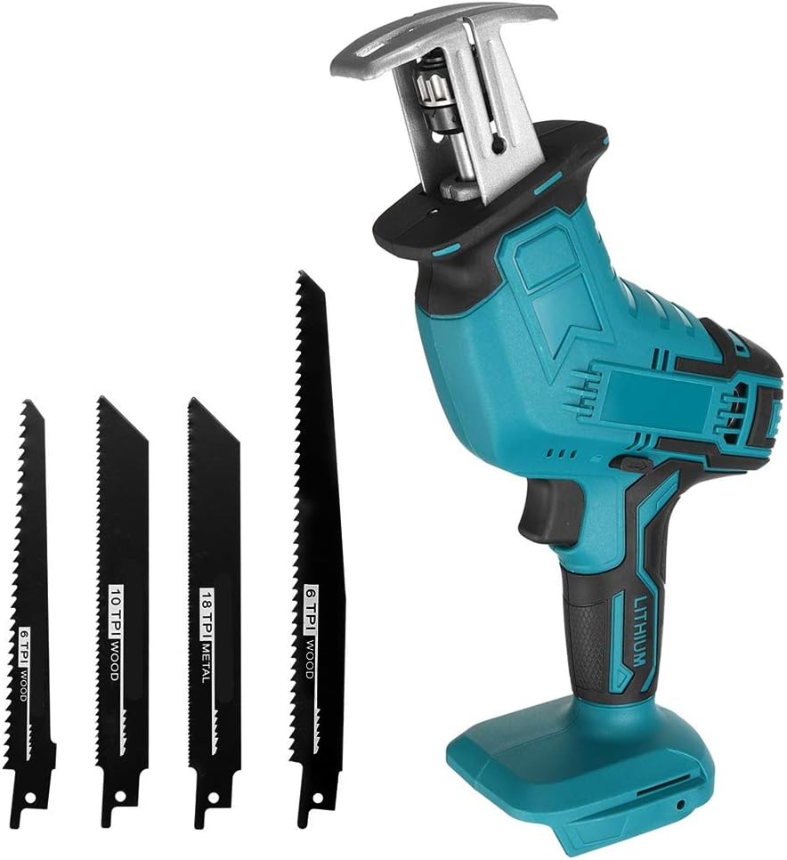 Qjin 18V Cordless Reciprocating Saw with Saw Blade (Without Battery and Charger) - - 