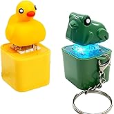 Quacking Duck &amp; Croaking Frog Fidget Toy, Rechargeable Quacking Duck Keychain with Sound LED Lights, Duck &amp; Frog Fidget Clicker, Fun &amp; Portable Anxiety Relief Toy (Duck+Frog)
