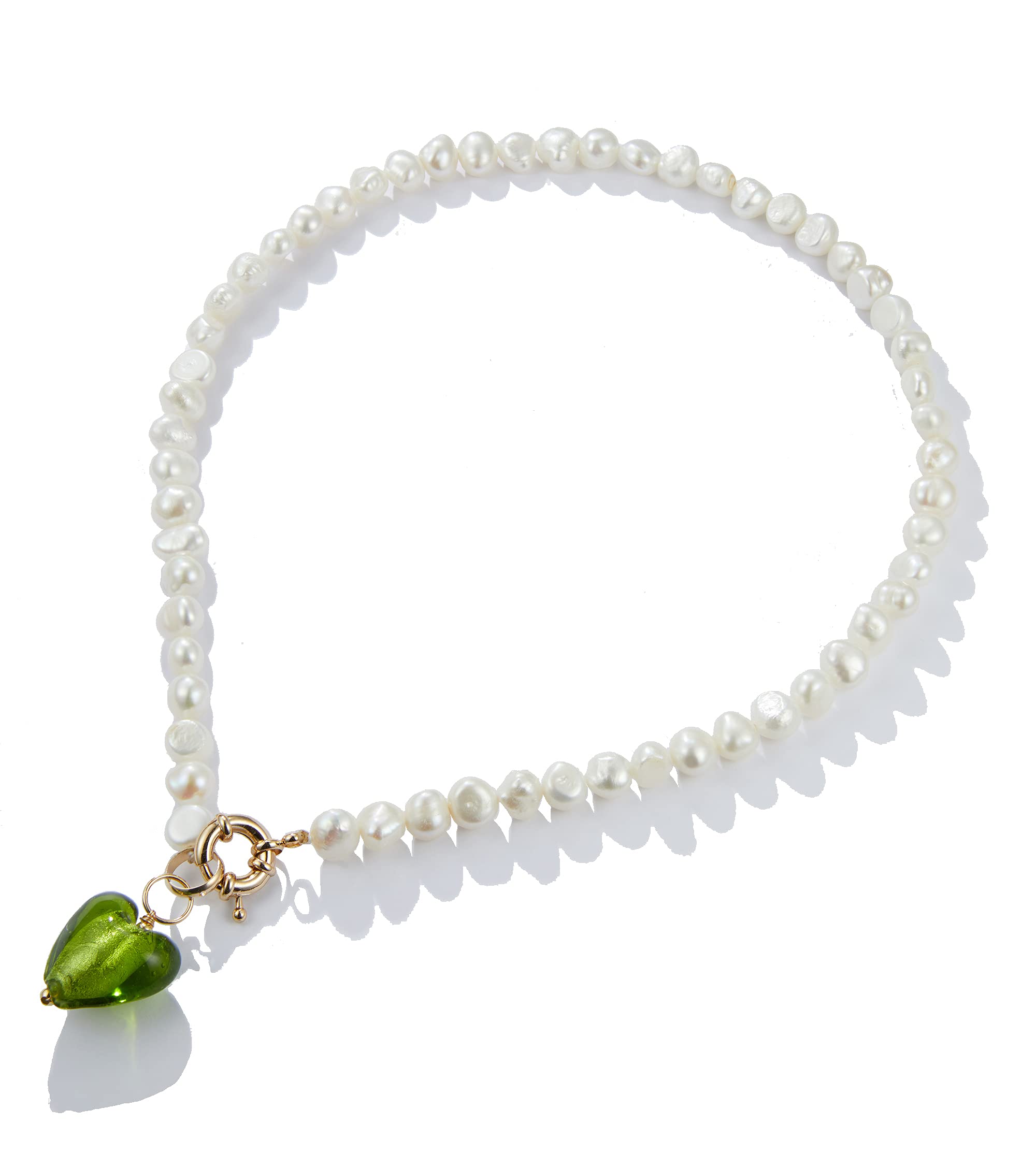 KVLmoze Pearl Choker with Heart Charm Pendant 8mm Cultured Handpicked Pearl Crystal Heart Vintage Delicate Love Jewelry Mother's Day gifts for Women mom