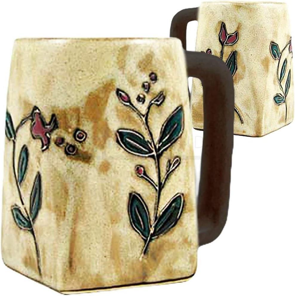 Mara Stoneware Wild Flowers 12oz Square Bottom Handcrafted