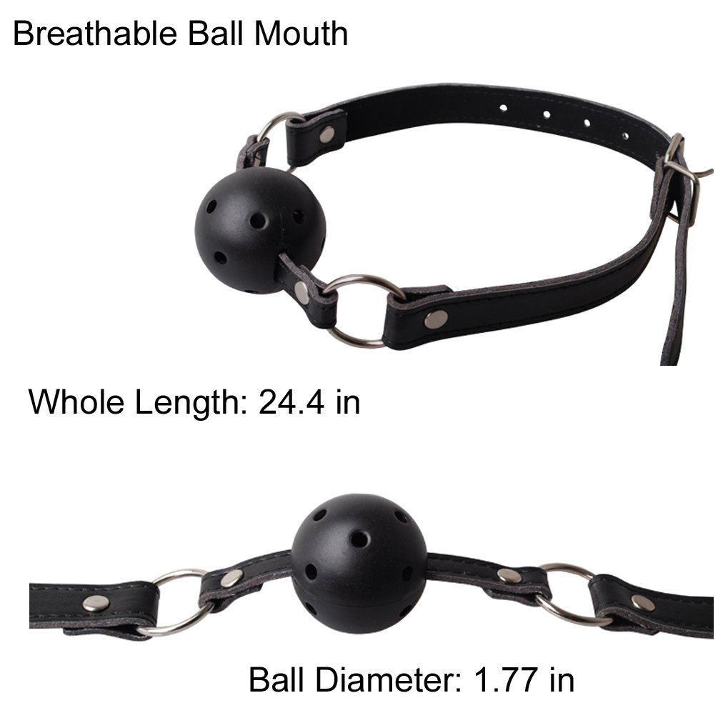 7PCS SM Bondage Restraints Sex Kit Adult Sex Game Tools Black Sex Accessories Blindfold, Breathable Mouth Ball, Neck Collar,Handcuffs,Ankle Cuffs, Soft Leather Whip, Bondage Rope Submissive Tool