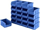 BiGDUG Plastic Parts Bins 20 Pack 75x100x165 mm Blue Stackable Wall Mountable