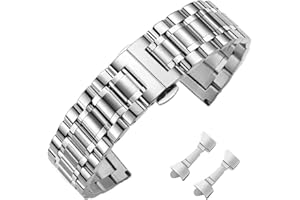 Nixiamy Stainless Steel Watch Bands Universal Metal Replacement Watch Straps for Men Women with Straight & Curved End 8 Sizes(14mm-24mm) 4 Colors(Gold,Sliver,Black,Gold-Silver Two Tone)