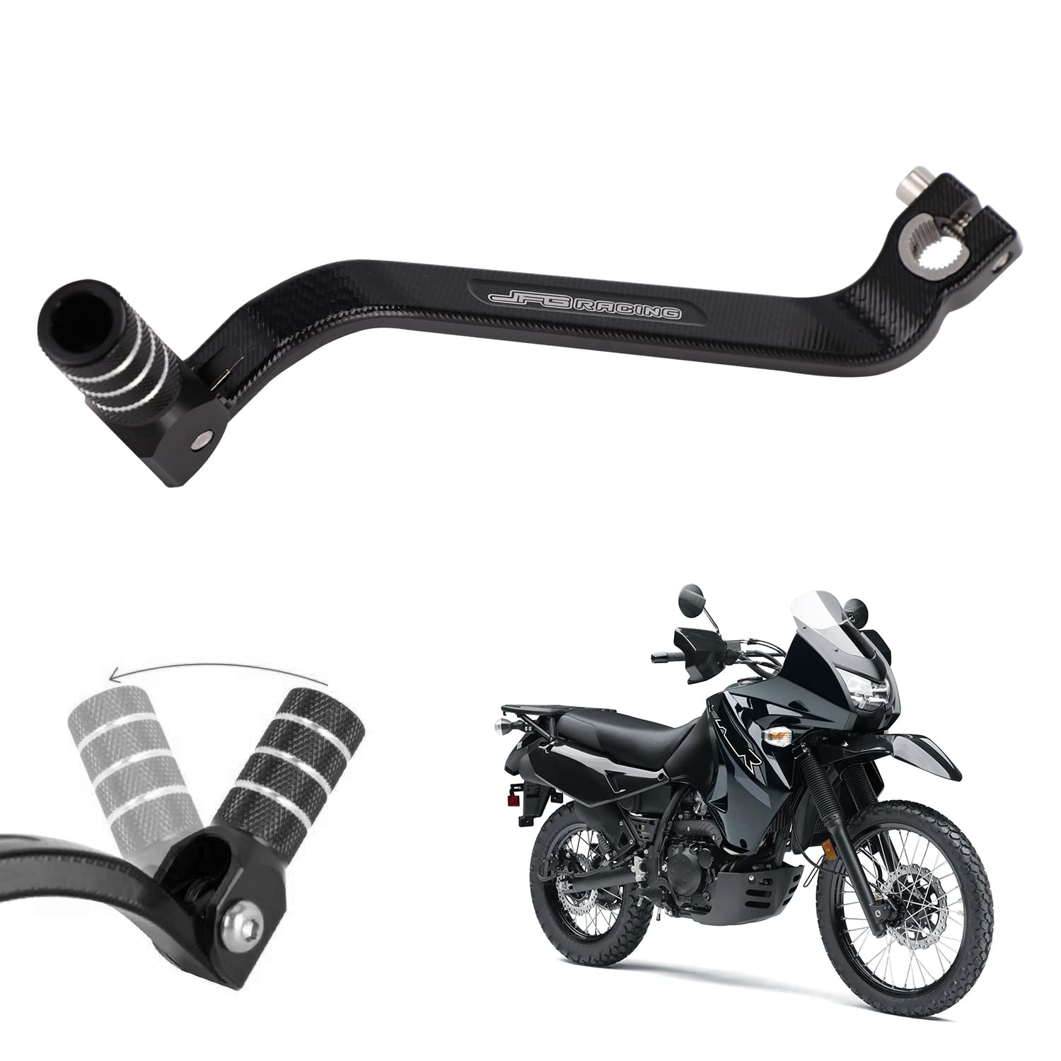 Photo 1 of JFG Racing Motorcycle Gear Shifter Lever Extended 10mm Folding Tip CNC for KLR 650 KLR650 1987-2018 Black