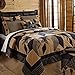 VHC Brands Dakota Star Queen Quilt 90Wx90L Country Patchwork Design, Black