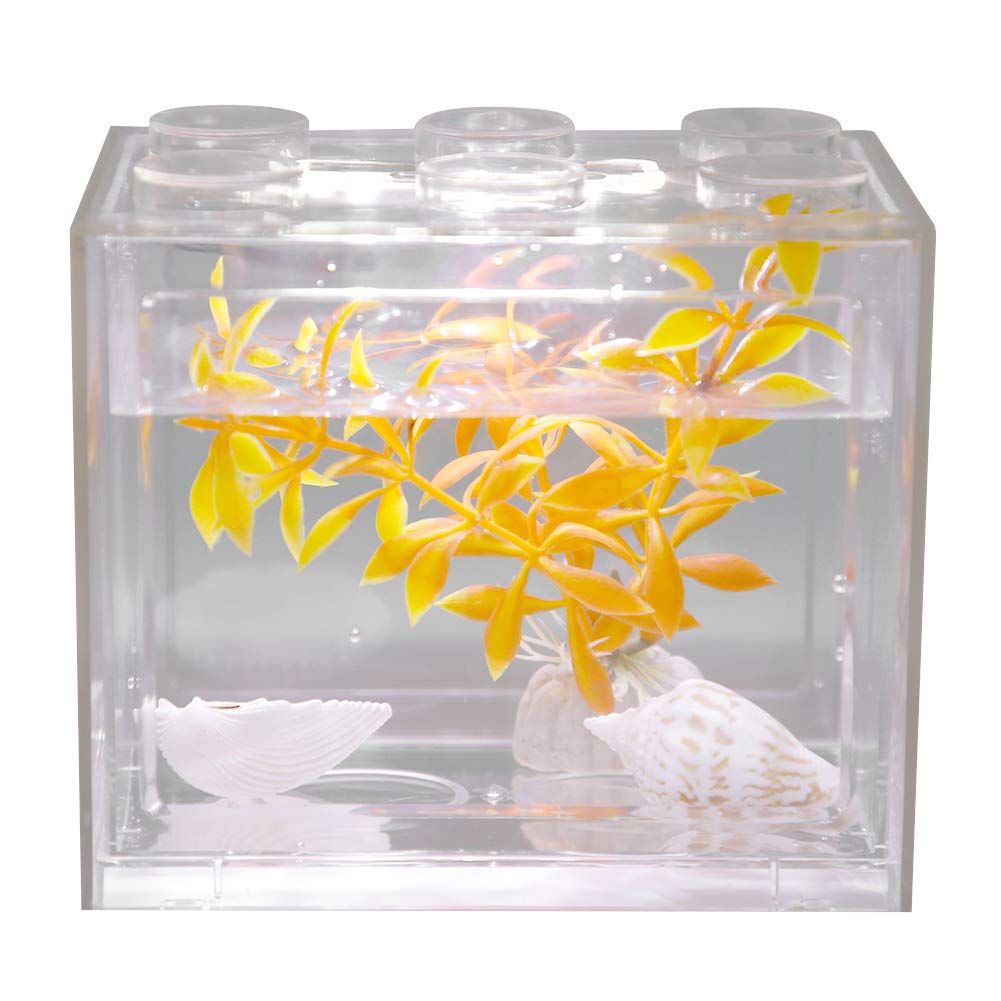 Aquarium Fish Tank Decorative Mini USB LED Light Lamp Desktop for Box Office Tea Table Decor(Transparent)