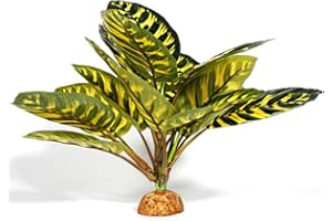 WOLEDOE Reptile Terrarium Decor Plants, Bearded Dragon Tank Accessories fit Crested Gecko Leopard Lizard Chameleon Ball Python Snake Frog - Yellow Fake Prayer Peacock Plants