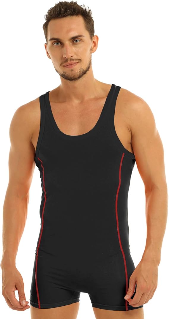 winying Mens Solid Modified Wrestling Singlet Boxer Shorts Tight Vest