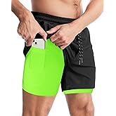 Aolesy Men's 2 in 1 Running Shorts 5" Workout Gym Athletic Shorts for Men Quick Dry Lightweight Training Shorts with Pockets