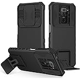 Vokuha Case for Redmi Note 9/Redmi 10X 4G M2003J15SC Case with Slide Camera Lens Kickstand Military-Grade Bumpers Armor Shockproof Protective Cover for Xiaomi Redmi 10X 4G Black
