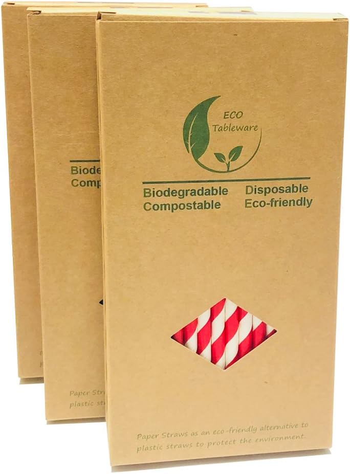 Disposable Red Striped Paper Straws - Image 4