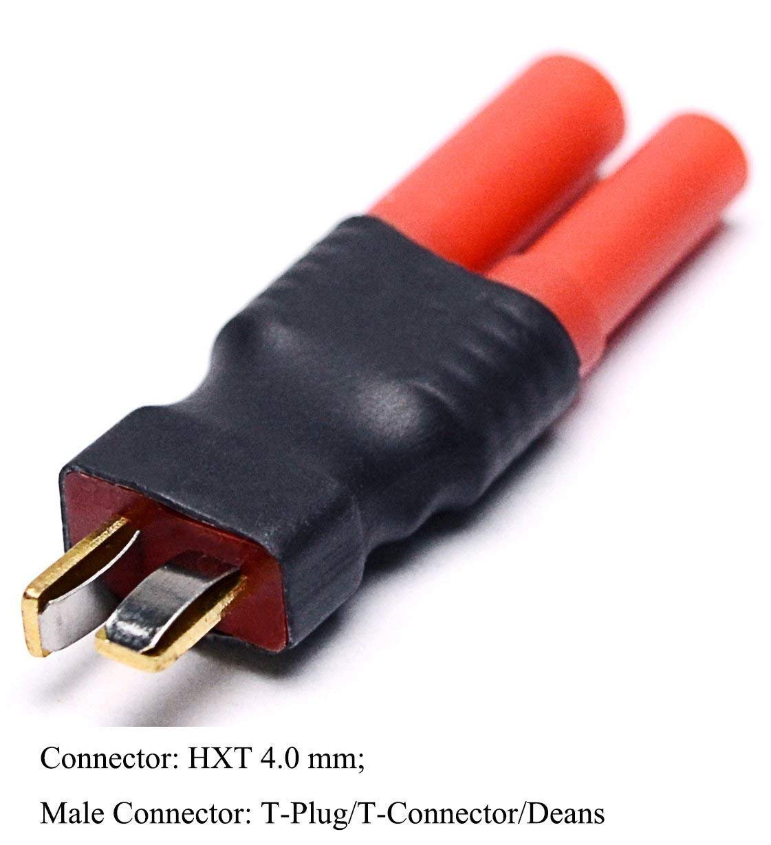 YUNIQUE GREEN-CLEAN-POWER - HXT 4mm to T-Plug Male Adapter | Wireless for LiPo Batteries | RC Connector for JVC Car Radio Power Supply, Fuse Holder, LiPo Bag, Yellow, Plastic