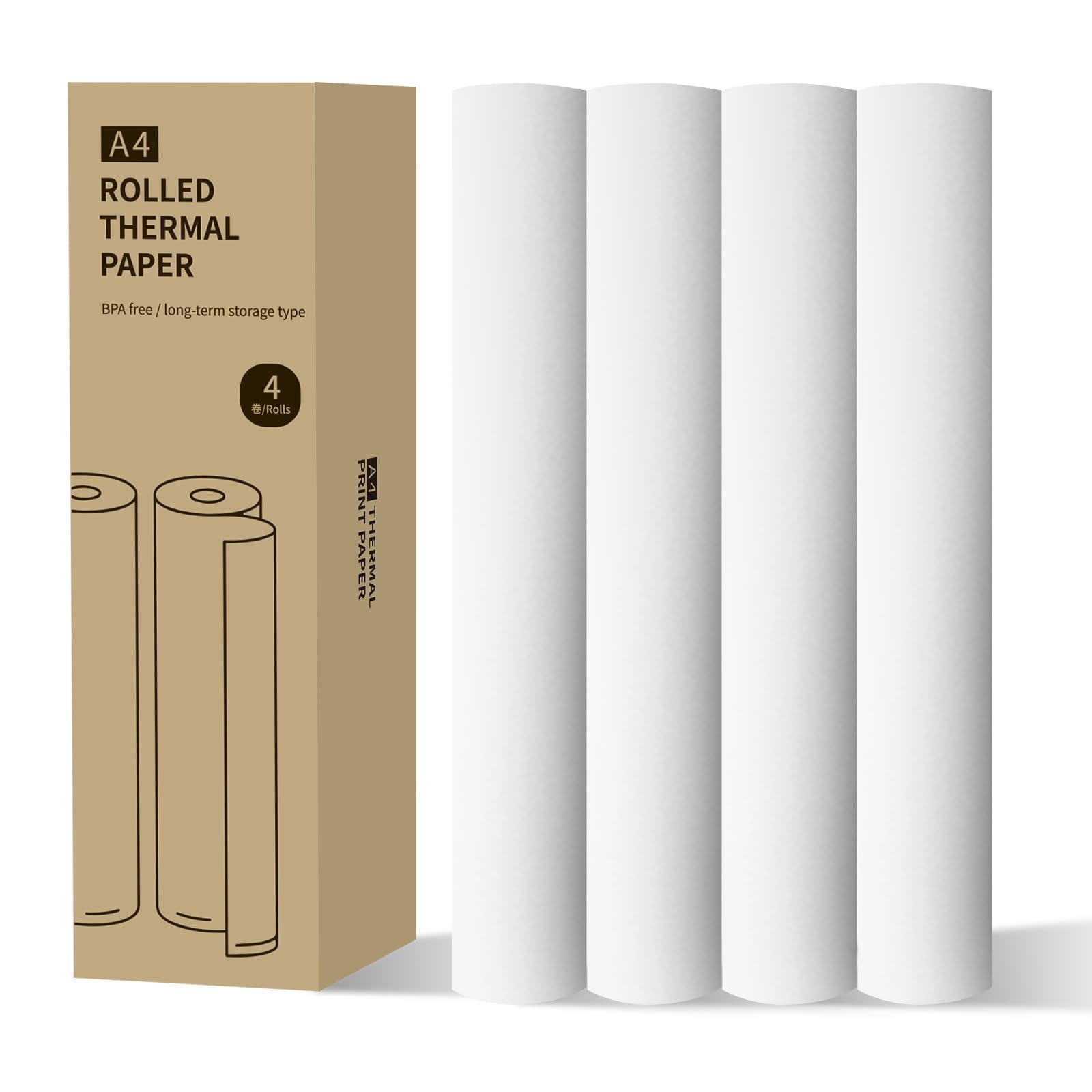 LINGLONG a4 thermal paper rolls, Quick-dry thicker brighter and the font is clearer to make the printing quality, Wide Compatible Portable a4 Thermal Printers ([A4] 4 Rolls, 8.27x1.18")