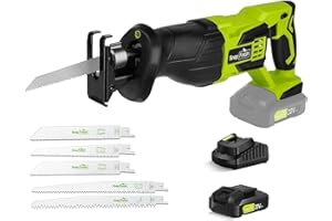 SnapFresh 20V Cordless Reciprocating Saw –3000 SPM, Variable Speed Trigger, Tool-Free Blade Change, LED Light, Lightweight & Compact for Wood, Metal, Plastic, 2.0Ah Battery & Fast Charger Included
