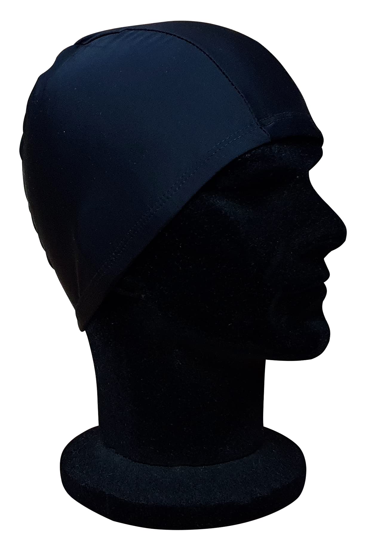 CHEX Elasticated Synthetic Nylon Spandex Soft And Easy Fit Pull On Modesty Swimming Hat Matt Finish Plain Colours Ages 3+ Years One Size Adults (Black)
