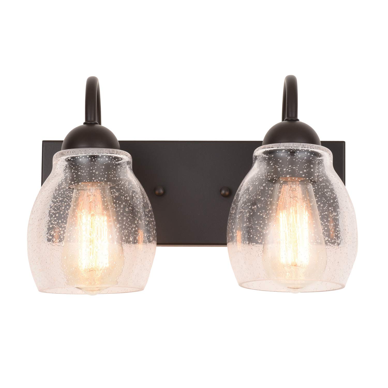 ALICE HOUSE 13" Vanity Lights with Seeded Glass,2 Light Wall Sconce Lighting, Brown Bathroom Lights Over Mirror, Farmhouse Bathroom Lighting AL9081-W2