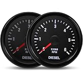 MAIMEIMI Diesel Tachometer 2-1/16" 0-6000 RPM for 12V 2-8 Cylinder Engine | 2" 52mm Universal Diesel Tach Gauge 0-6000 RPM Interior Meter Black Dial with Back Light