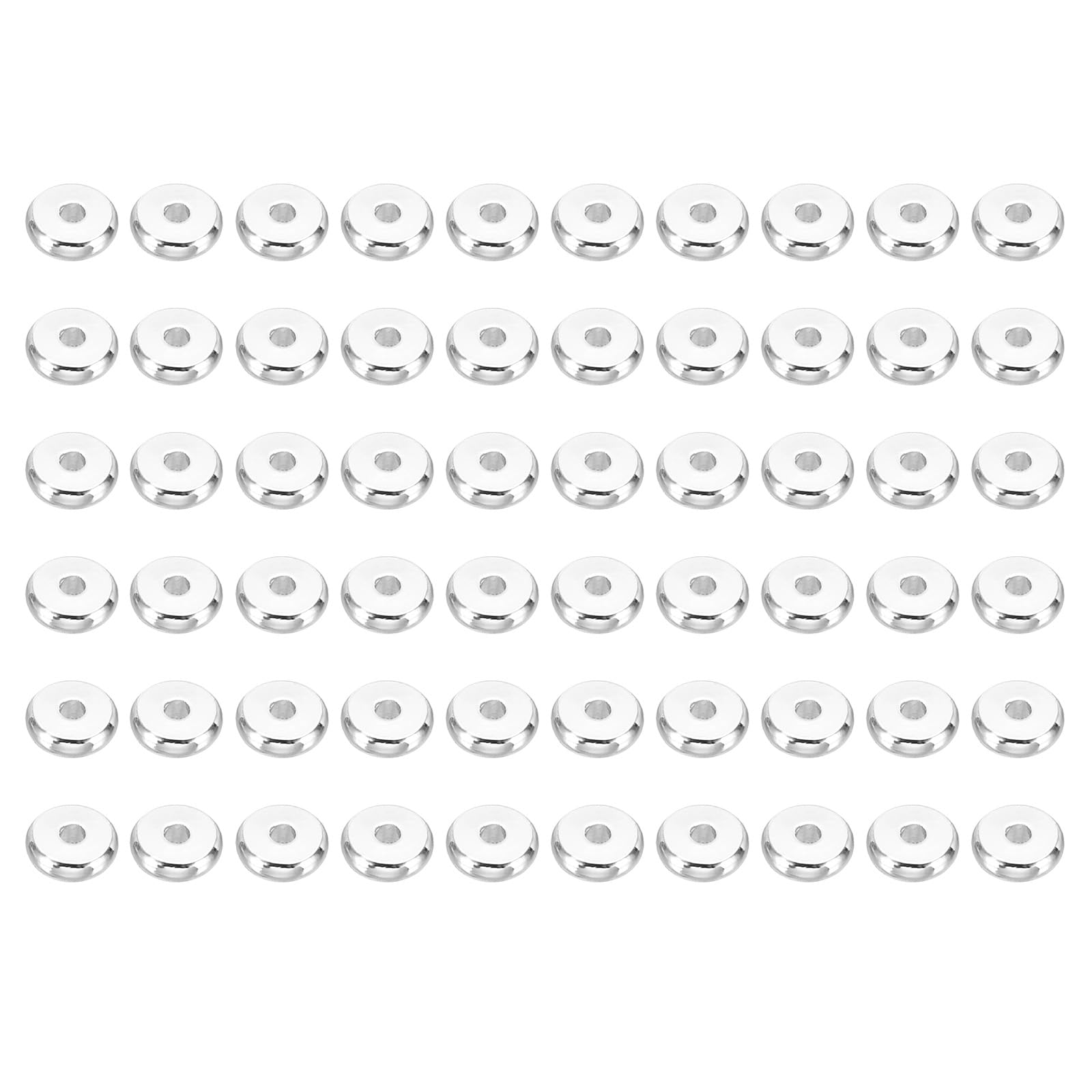 PATIKIL 5mm Spacer Beads, 100 Pcs Flat Bead Spacers Bulk Flat Round Disc Beads Loose Metal Brass for Jewelry Making DIY Bracelets Necklace, White