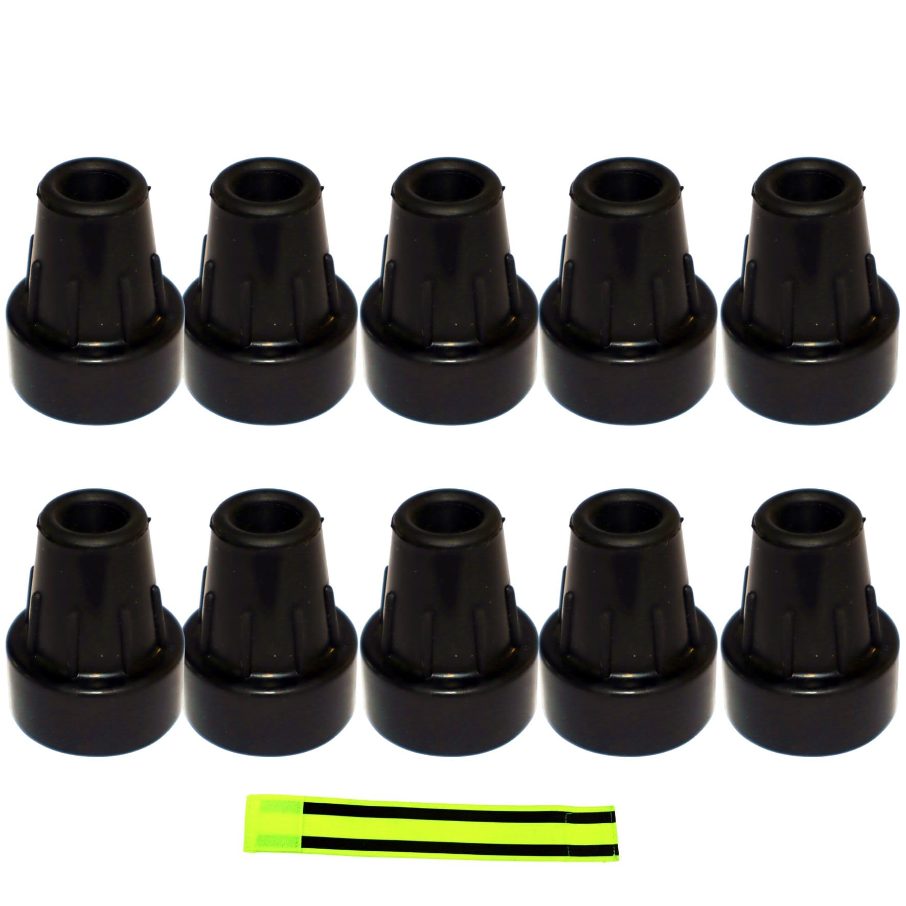 Ossenberg Crutch Capsule 16 mm Black + 1 Piece Olanmarp Velcro Bracelet with Stripes (10 Pieces Crutch Capsules)