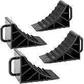 OULEME Wheel Chocks, Tire Stoppers with Handle, for Travel Trailers,4 Pack | Tire Chocks for RV Travel Trailer/Boat Trailer/Camper, Anti-slip textured surface, High-density plastic, Fits up to 26" tires