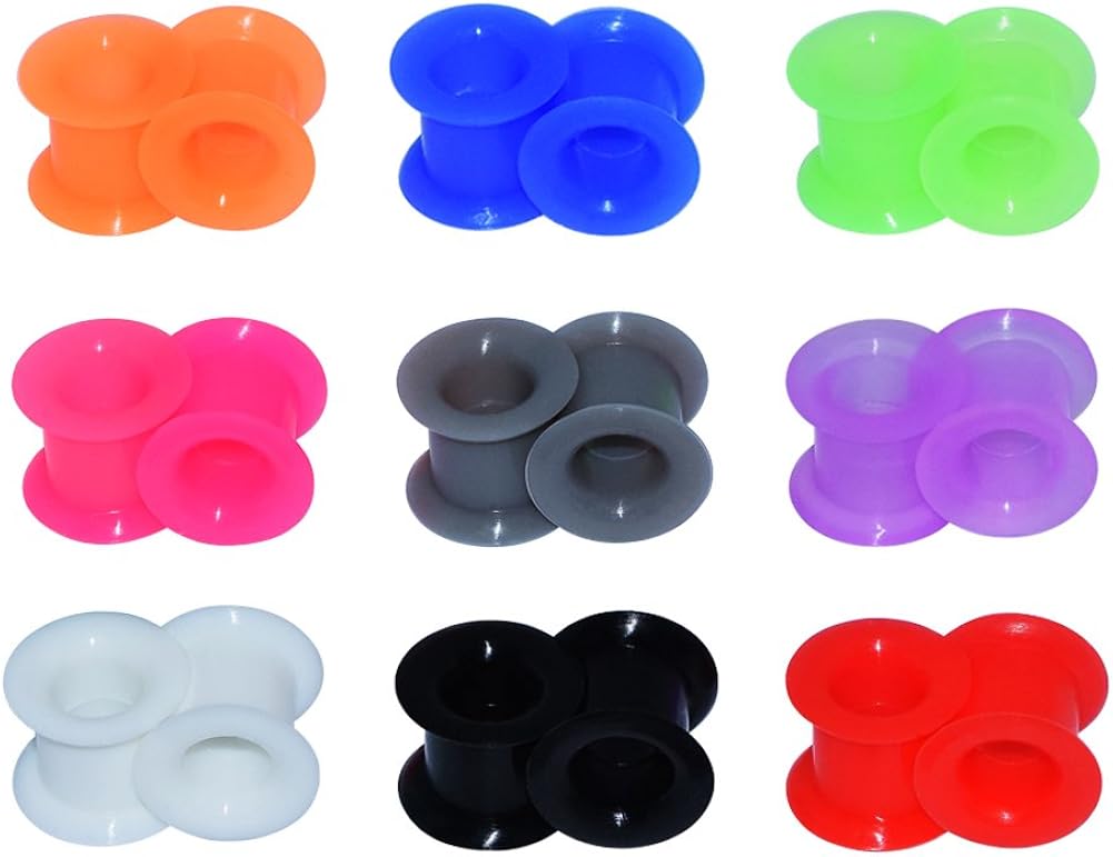 Set 2 Dilatatori A Cuore In Silicone 10mm - Tunnel Per Lobo 00G, Leggeri E Confortevoli, Ideali Per Uomo E Donna (Nero)