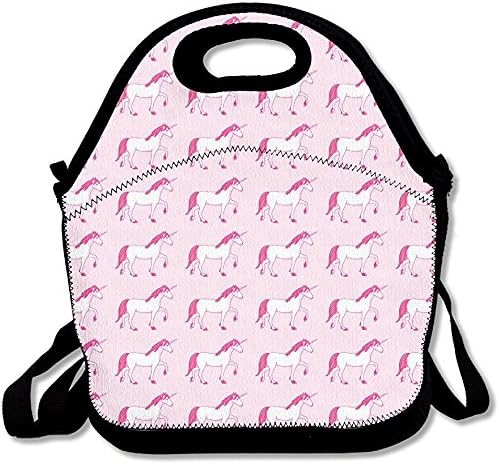 Starophi Unicorn Pink Pattern Ziplock Lunch Tote Bag Portable Handbag Lunch Box Waterproof Insulated Food Container For Boys&Girls School Picnic Office Travel Outdoor