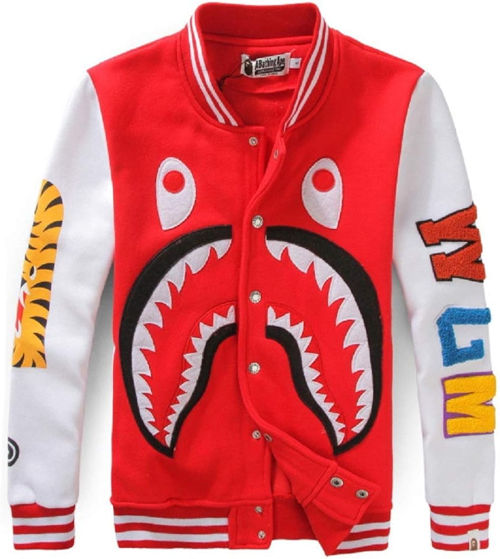 Big Mouth Shark Ape Bape Camo Mens Women Hoodies Sweatershirt Casual Zip Up Hip-Hop Funny Tops