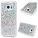 YOKIRIN Galaxy S7 Edge Bling Case,Luxury Sparkle Shinning Protective Bumper 3D Bling Diamond Glitter Paillette Flexible Soft Rubber Gel TPU Protective Slim Fit Cover for Samsung Galaxy S7 Edge,Silvery
