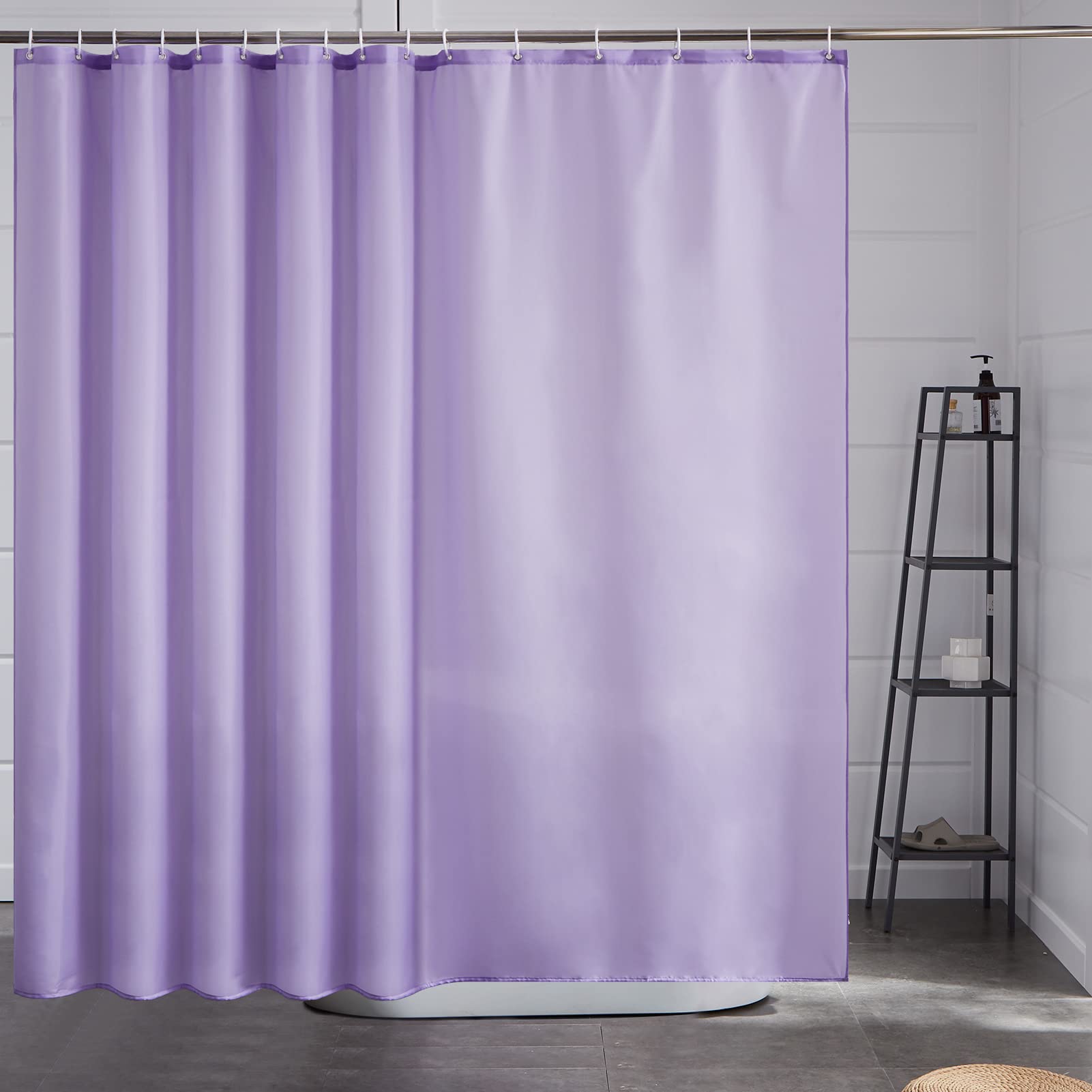 Furlinic Extra Wide Shower Curtain 240x180 cm Purple Fabric Wet Room Waterproof Anti Mould Polyester Shower Curtains Washable Material for Bathroom 94x72 Inch.