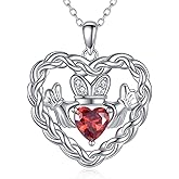 Diamond Celtic Knot Claddagh Necklace for Women 925 Sterling Silver Claddagh Celtic Knot Pendant Necklace Irish Jewelry Gifts for Mom Wife Sister Friend Christmas Birthday,18+2 inch