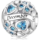 Aurevella Lucky Clover Birthstone Charms 925 Sterling Silver Charm for Pandora Bracelets and Necklaces Birthday Holiday Women Jewelry Gifts