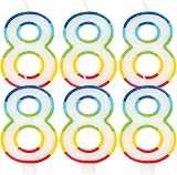 Unique Vibrant Rainbow Border Number 8 Birthday Candle 7cm x 12cm